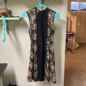 Fire Floral/Black Lace Dress